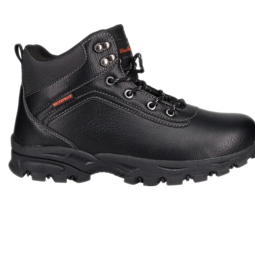 Weatherpro Men's Black Safety Work Boot with Rugged Traction